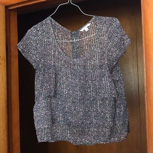 Purple light floral pleated top